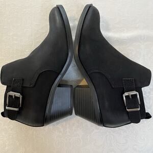 Sonoma Sonja Black Suede Booties Women's 6.5M Side Zip Ankle Heeled Shoes Boots